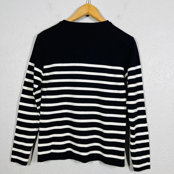 Sable & Mer Marina Collection Knit Pullover Top Sweater Sailor Stripe Navy - M - Picture 3 of 4